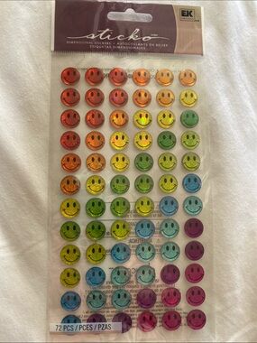 sticko Rainbow Smiley Face Dimensional Stickers 72 pcs